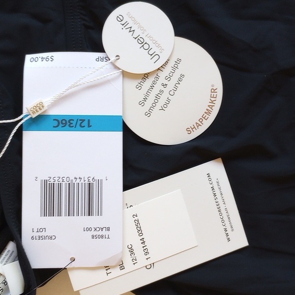 NWT $94 Coco Reef Gemma Tankini Top 36C 12 Black Gold T18058 - Picture 5 of 7